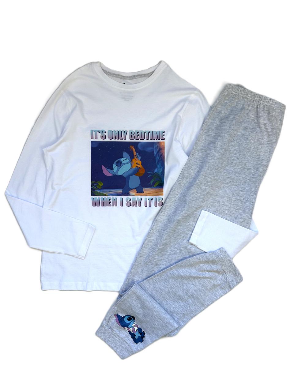 Піжама для дівчини PRIMARK Stich лонгслів та штани 164 см Білий (2548909255)