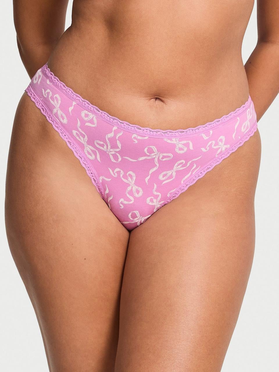 Трусики жіночі Victoria's Secret Lace-Waist Bikini M Рожевий (223918439617)