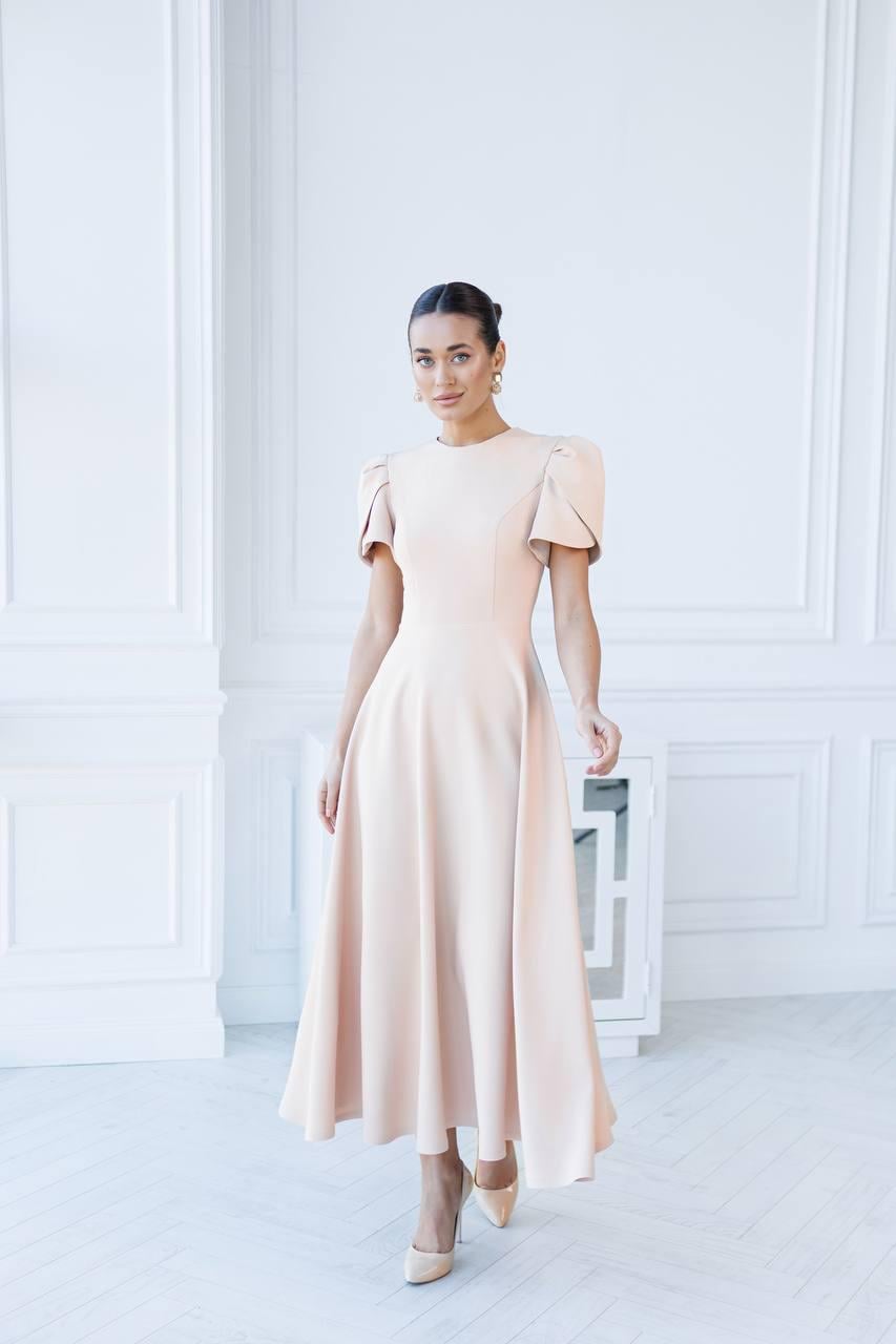 Сукня міді ByWoman класична XL Бежевий (512.8)