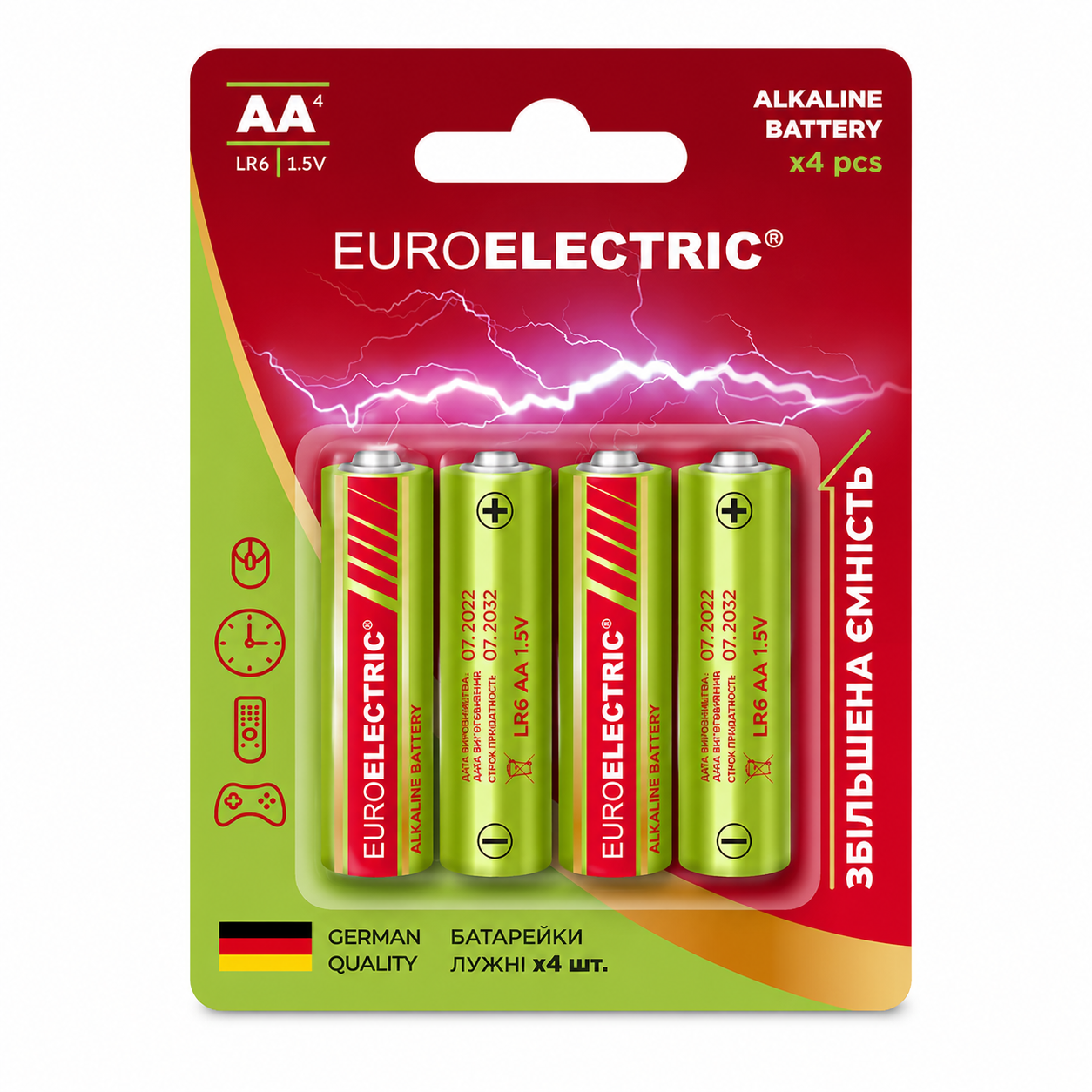 Батарейка EUROELECTRIC АА щелочная 1,5V 4 шт. (4262380660434)