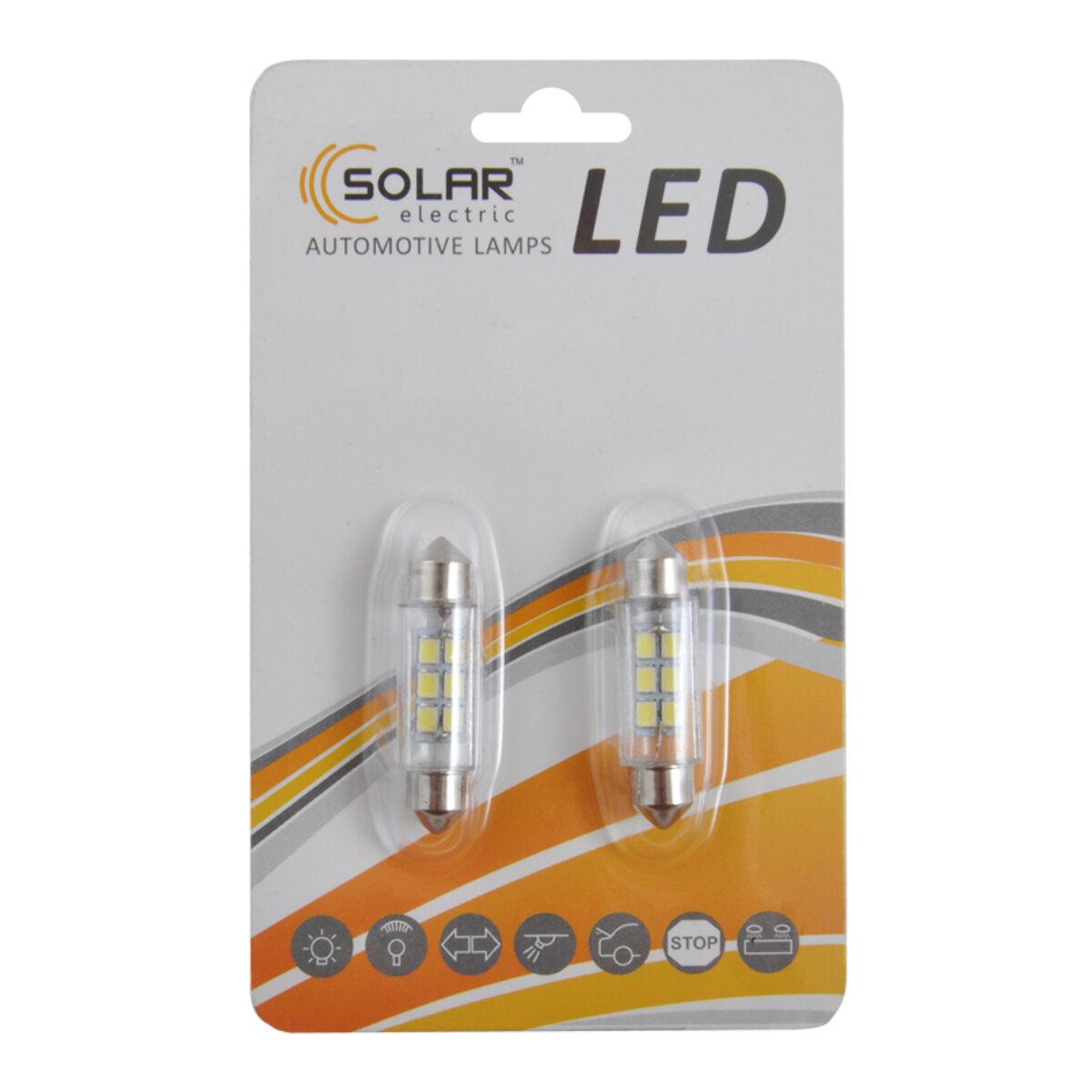 Автолампа LED Solar 12V SV8.5 11x39 мм 6smd 3528 white 2 шт. - фото 2 Автолампа LED Solar 12V SV8.5 11x39 мм 6smd 3528 white 2 шт. - фото 2