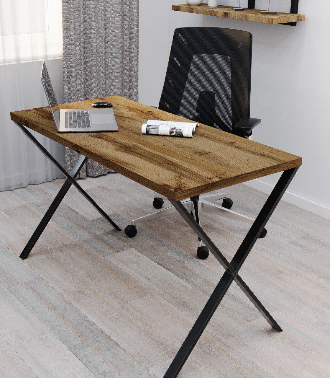 Стол письменный Loft Серия 11 металлический профиль 50х25 мм 1400х700х32 мм Дуб тахо (21999992)