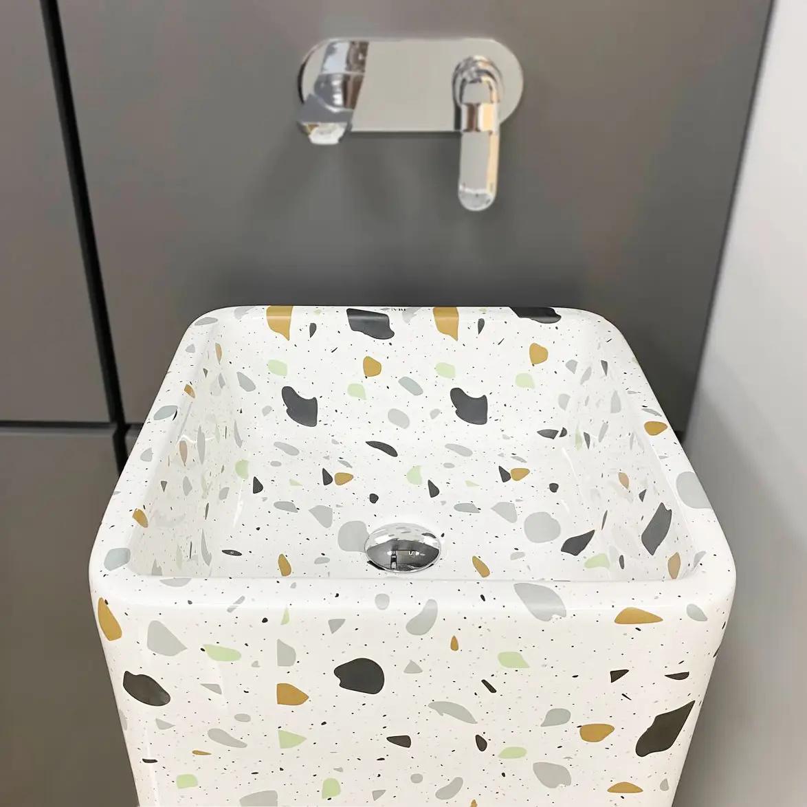 Умывальник напольный VBI Lukka TERAZZO Glossy квадратный 400x400 мм Белый (RM-VBI-019009) - фото 5 Умывальник напольный VBI Lukka TERAZZO Glossy квадратный 400x400 мм Белый (RM-VBI-019009) - фото 5