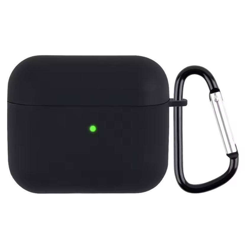 Чехол силиконовый с карабином для AirPods 3 Черный