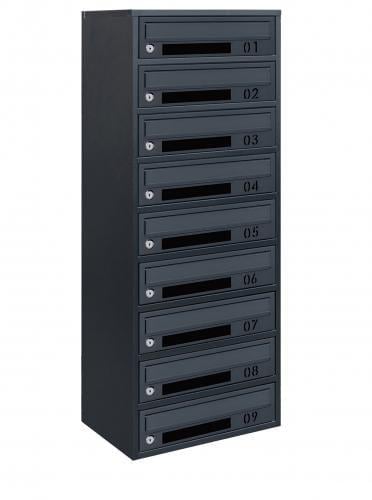 Почтовый ящик Галиндустрия Е2-09-D многосекционный на 9 квартир металлический Антрацитовый (132-119-000005207)