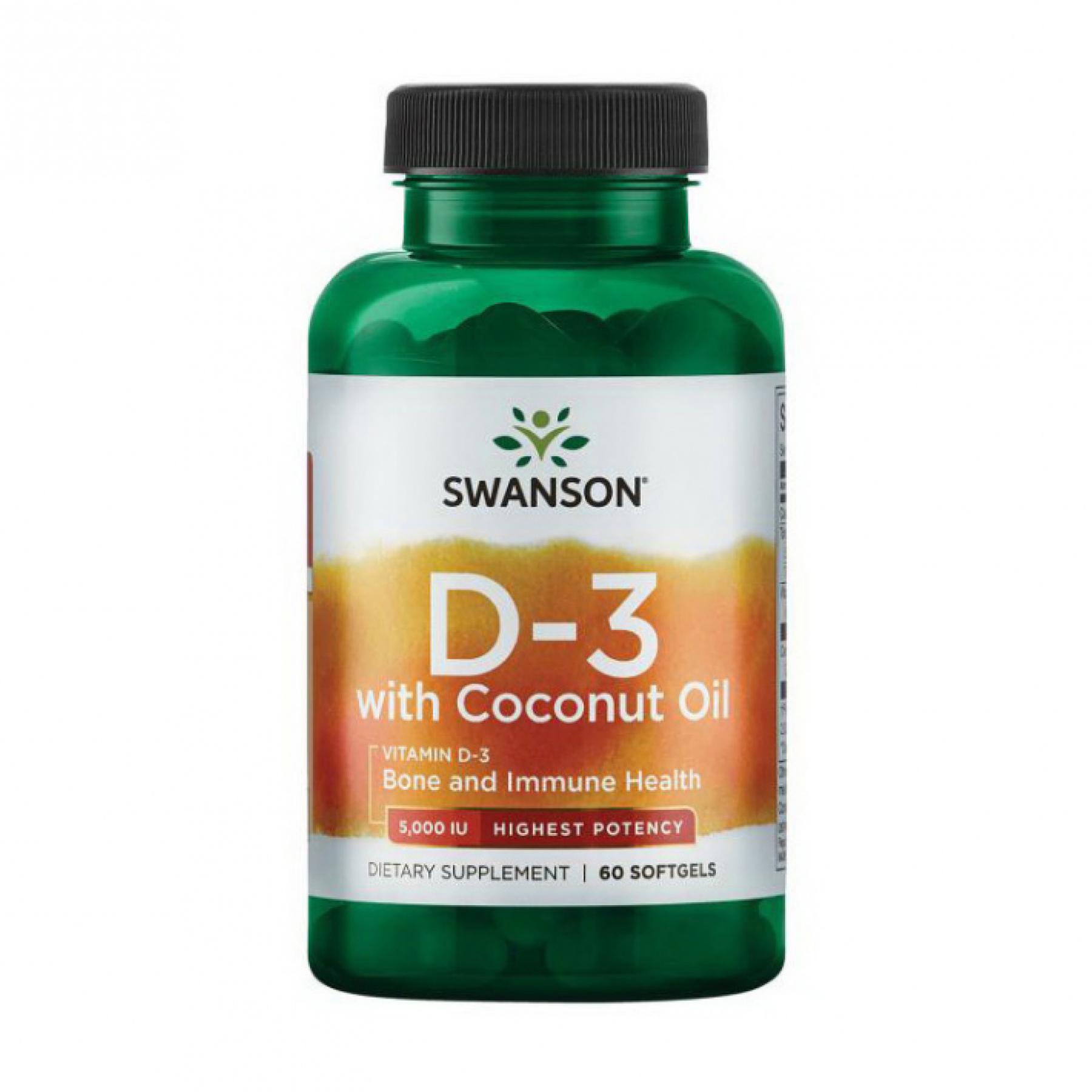 Вітамін D3 with Coconut oil 5000iu 60 softgels (2022-09-0920)