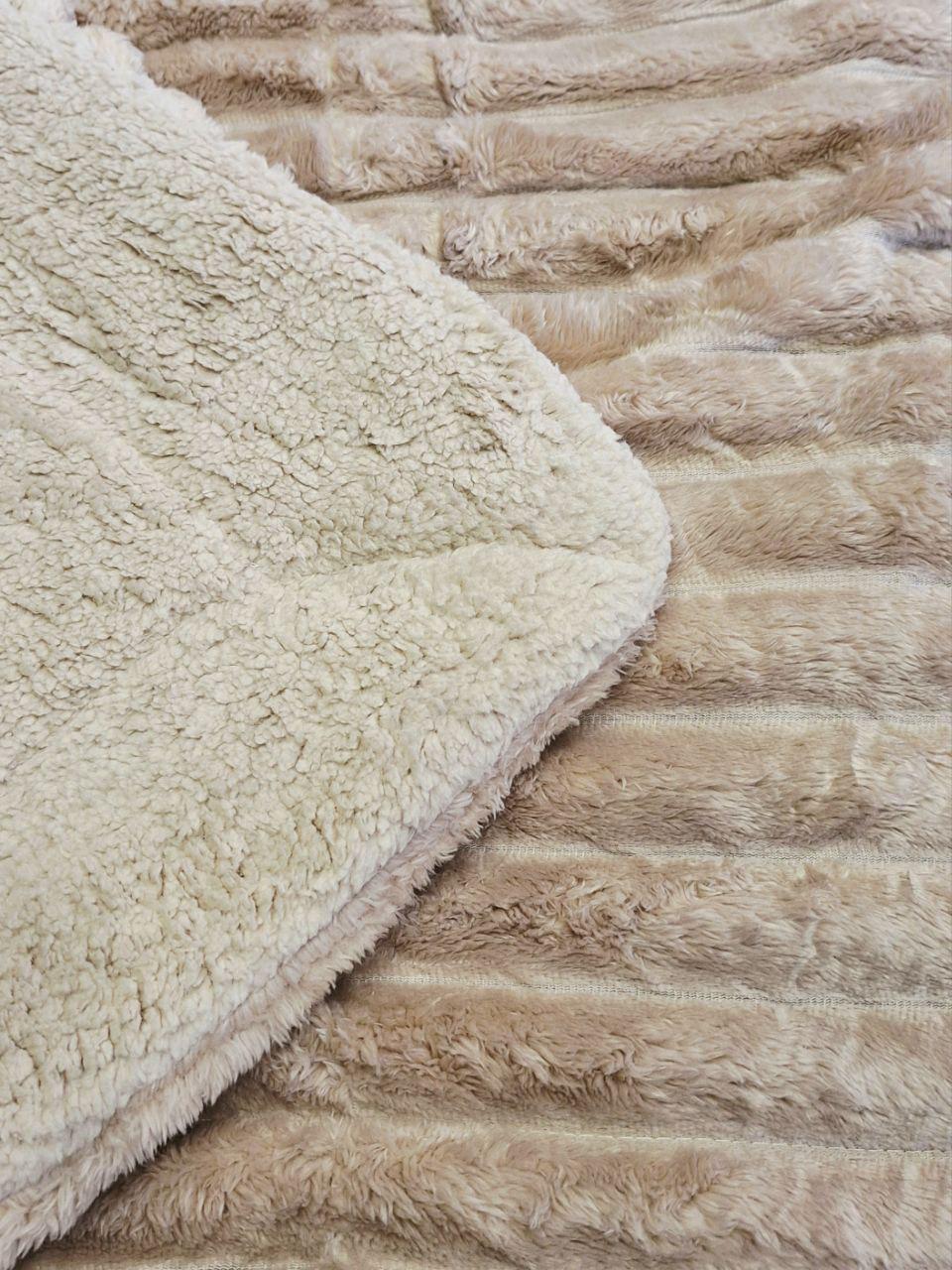 Плед на овчине Шарпей Королевская полоска 200x230 см Бежевый (1738) - фото 5
