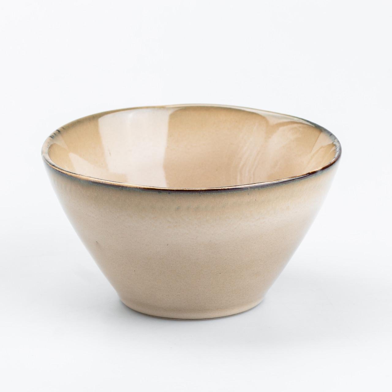 Тарілка глибока кругла керамічна 500 мл Бежевий (4504)