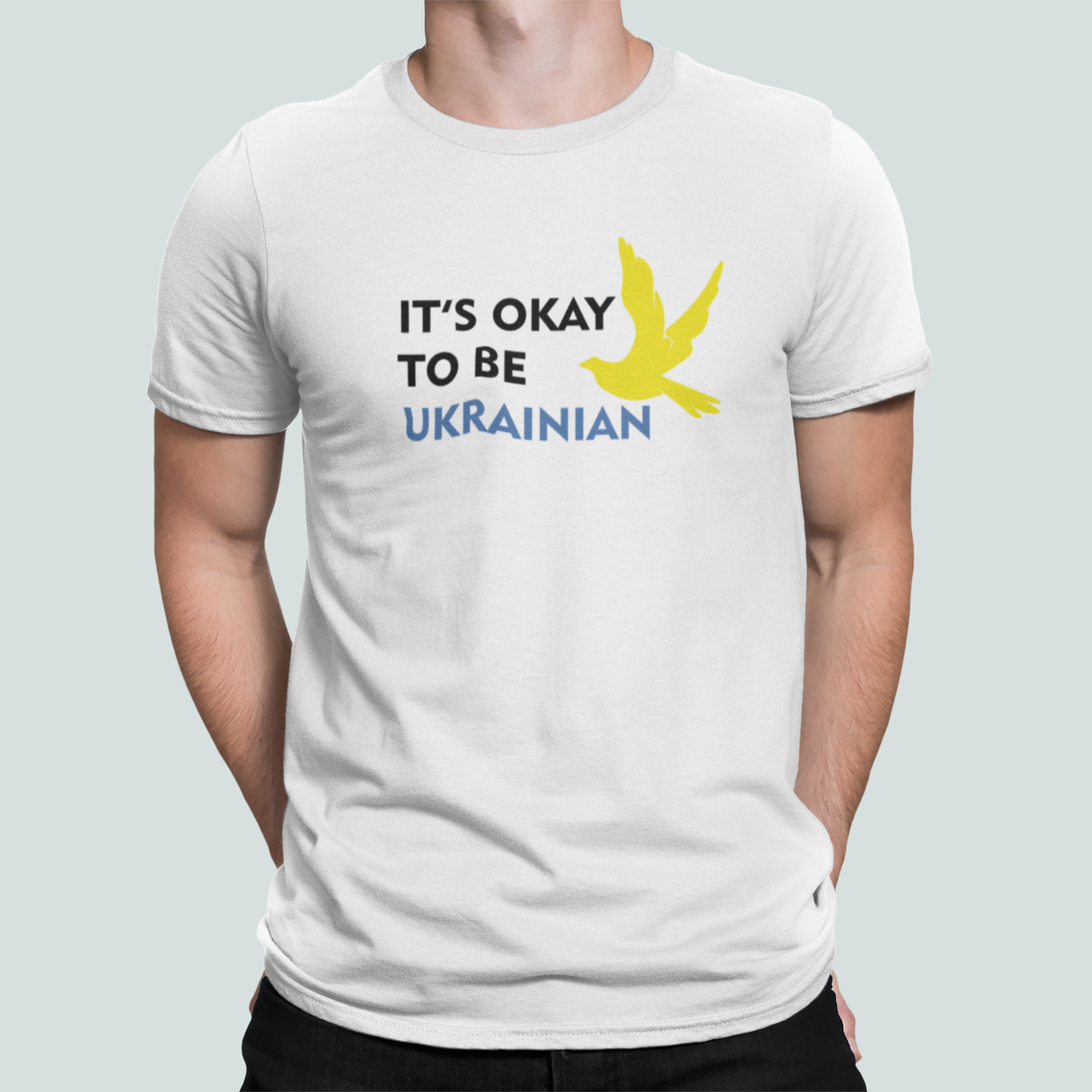 Футболка мужская патриотическая Stedman с принтом "It's okay to be ukrainian" M Белый (УКР419-8)