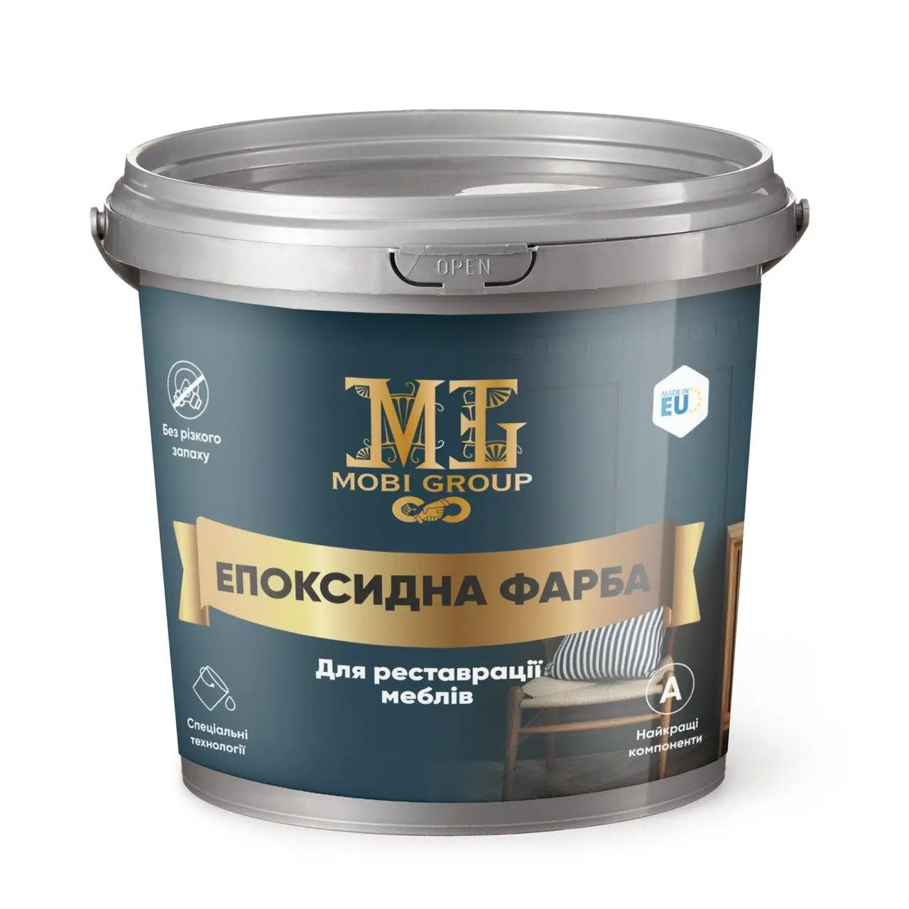 Краска эпоксидная для мебели 1 кг Графитовая (23537525)