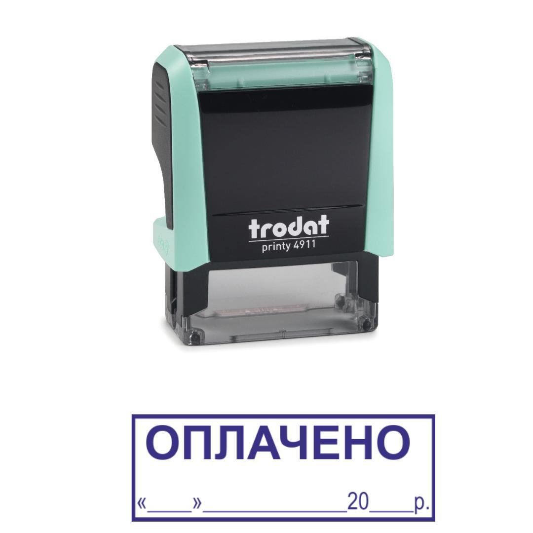 Штамп "ОПЛАЧЕНО з місцем для дати" на автоматическом оснащении Trodat 4911 38х14 мм Пастель зеленый (2701972862)