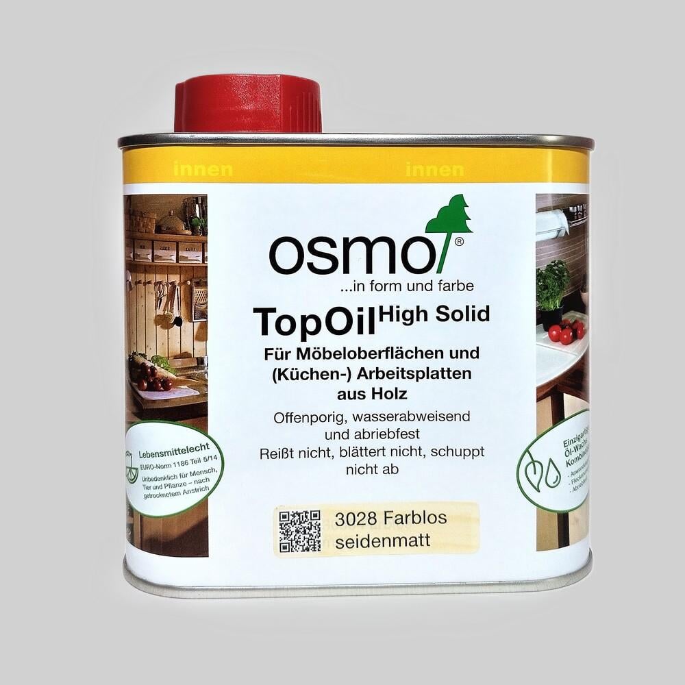 Масло с твердым воском Osmo TopOil для деревянных столешниц и мебели Бесцветный шелковисто-матовый 0,5 л (3028)