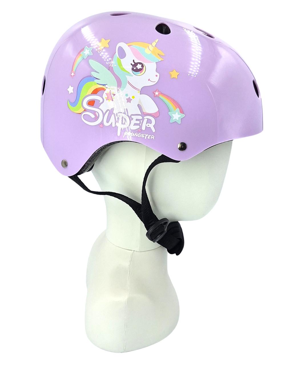 Комплект дитячий шолом та захист Yongkang GB24429-2009 S Єдиноріг р. 5-9 Фіолетовий (G0001135) - фото 2