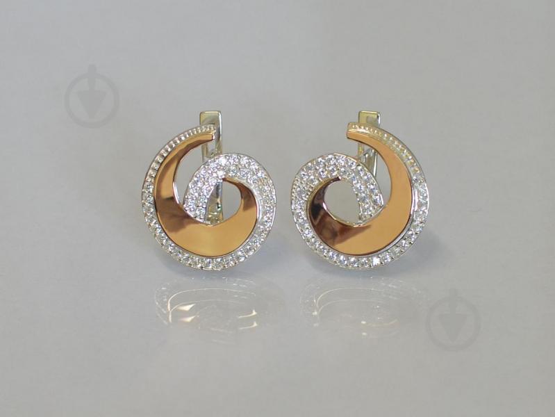 Сережки срібні Sil 095s із золотом Прозорий (Sil-987)