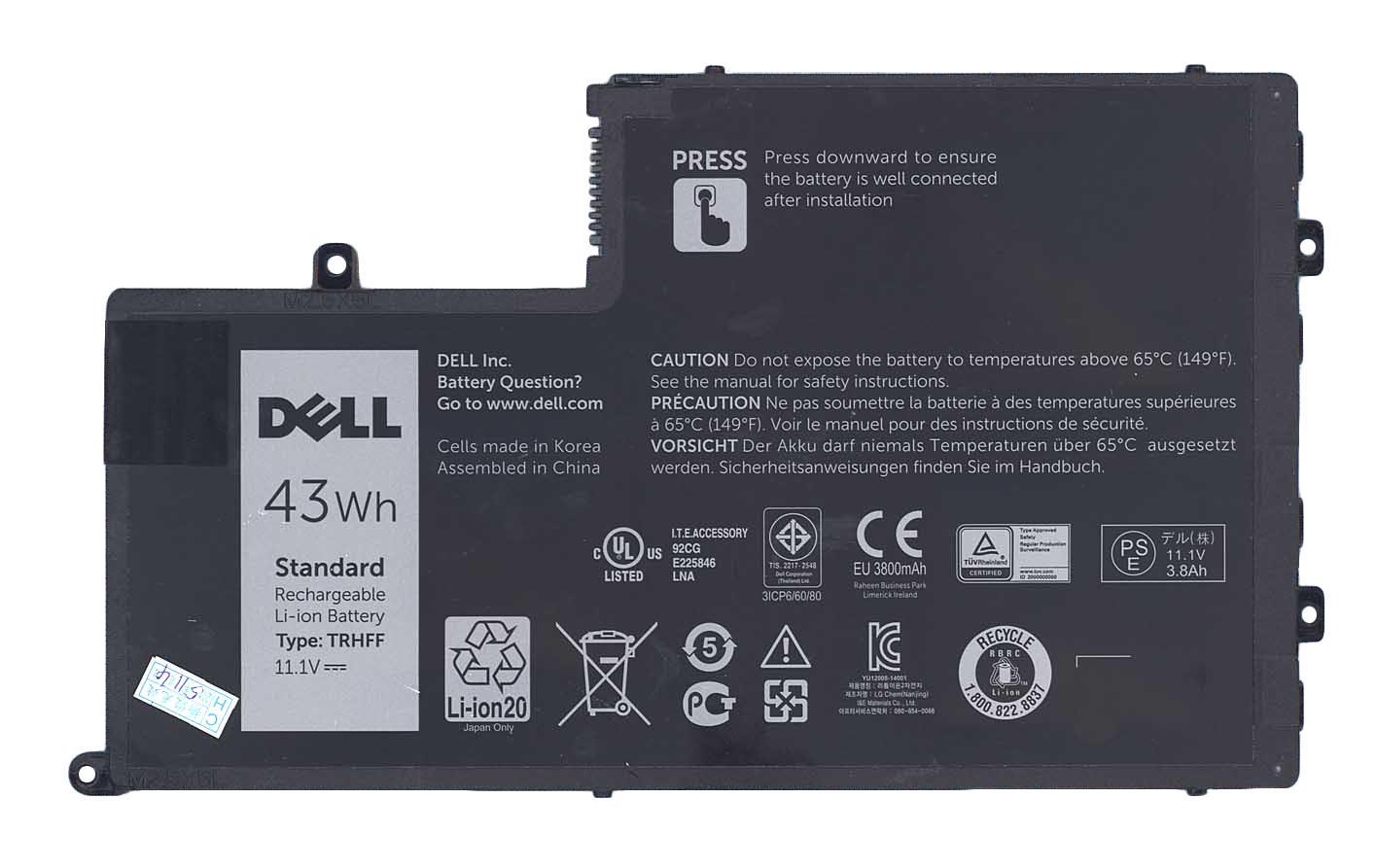 Аккумулятор для ноутбука Dell TRHFF 11,1V 3705 mAh Black
