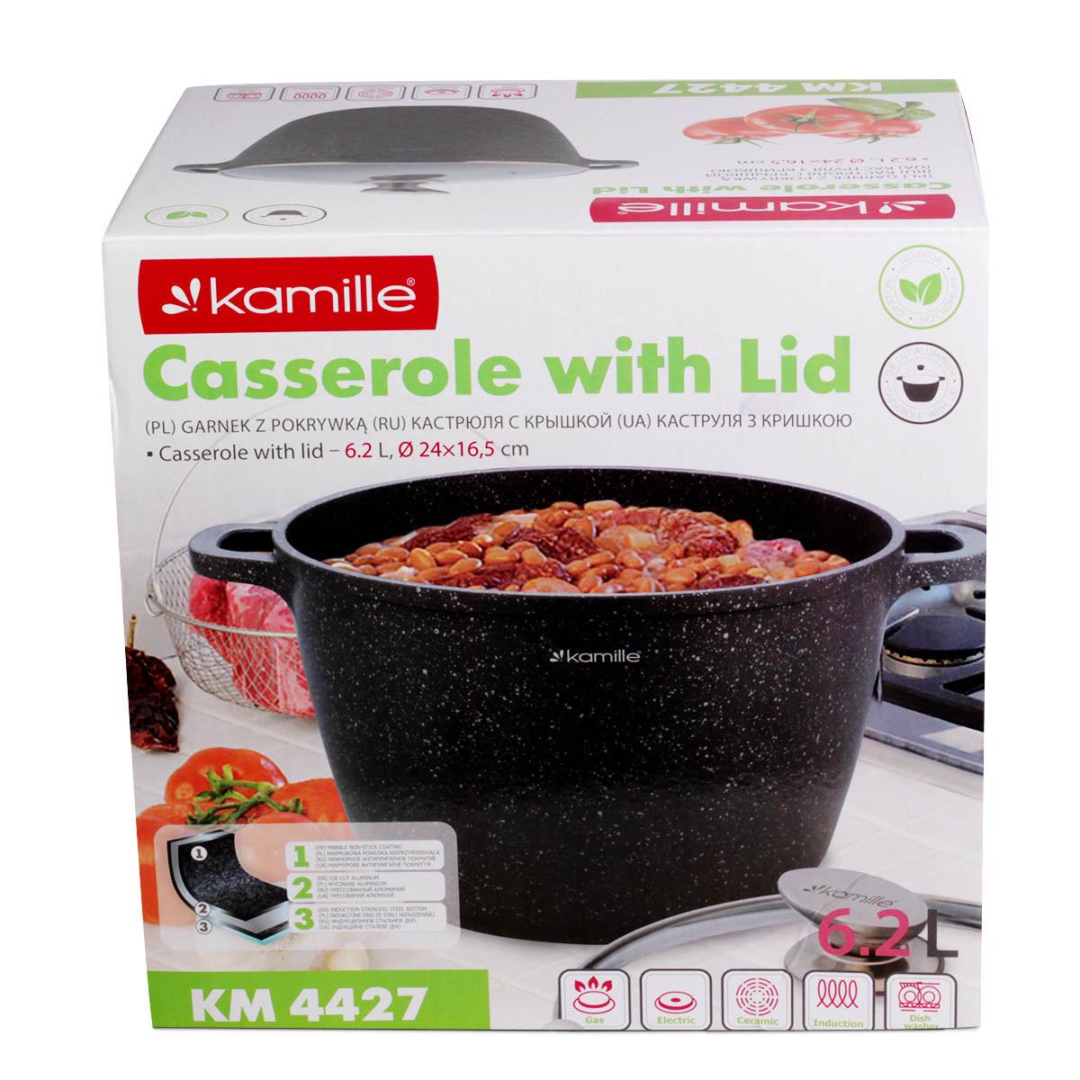 Кастрюля с крышкой Kamille KM-4427 из литого алюминия с антипригарным покрытием 6,2 л (1677981331) - фото 8 Кастрюля с крышкой Kamille KM-4427 из литого алюминия с антипригарным покрытием 6,2 л (1677981331) - фото 8