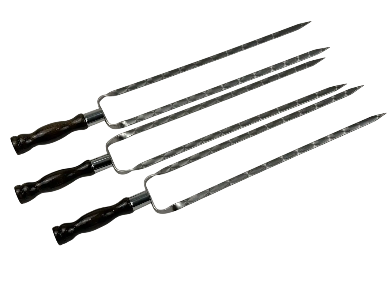 Шампуры двойные Grillmaster с деревянными ручками из нержавеющей стали 3 шт. (10-164-SH-3129)