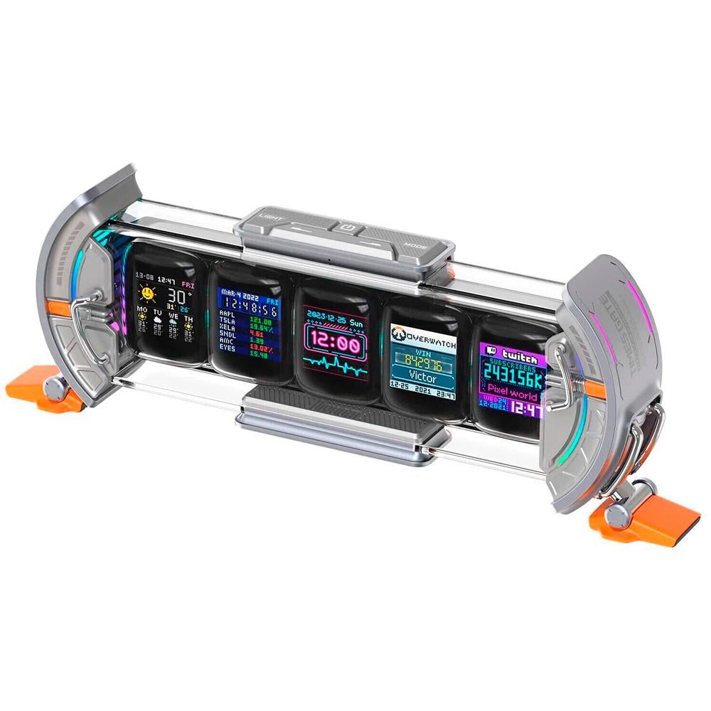 Часы цифровые Divoom Times Gate RGB Wi-Fi в стиле киберпанк (1013-843-00)