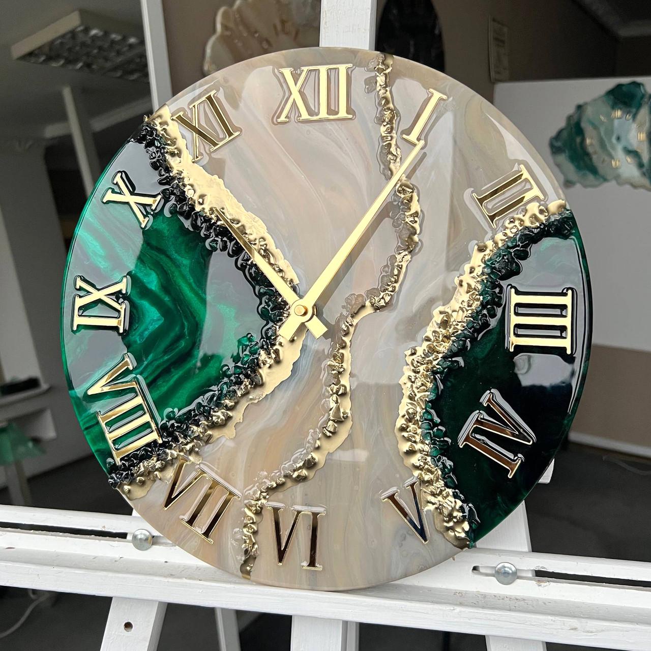 Часы настенные круглые из эпоксидной смолы EPOXY M204 35х35 см