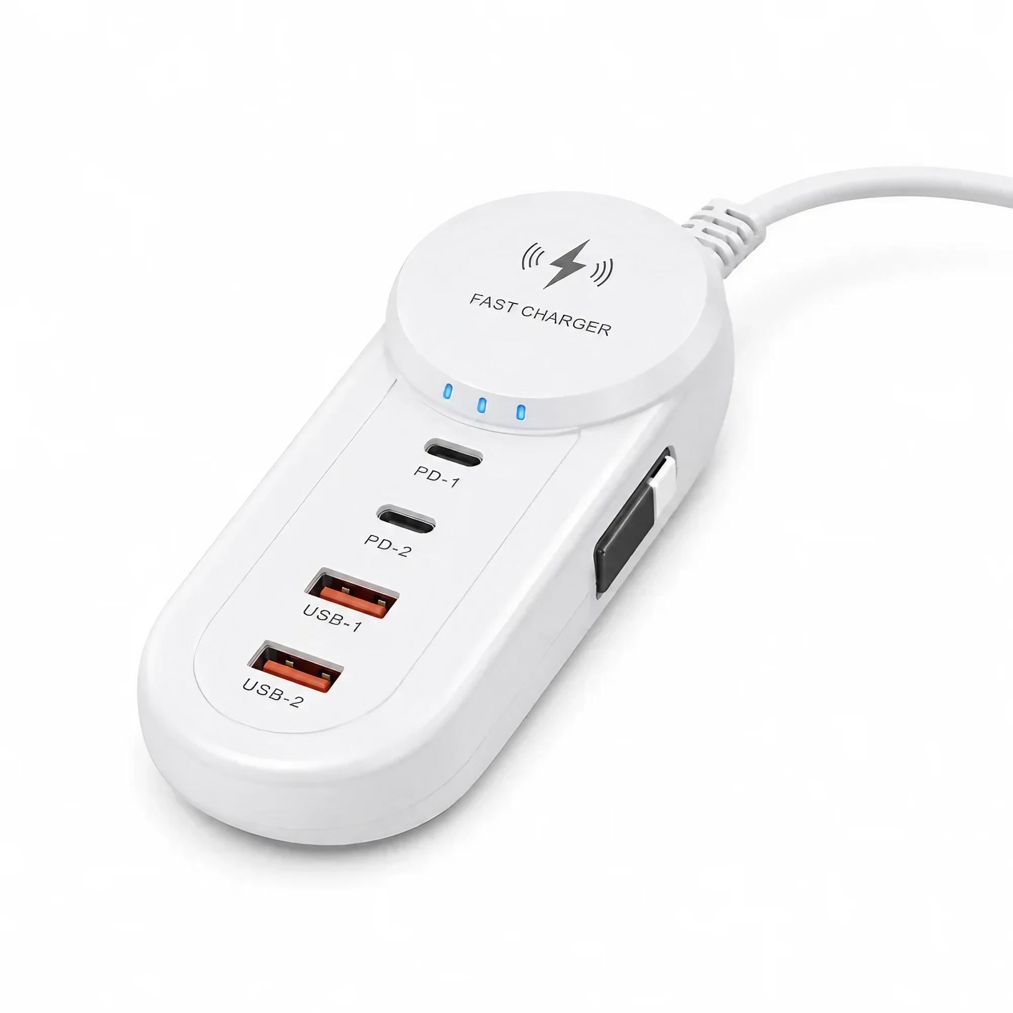 Сетевое зарядное устройство 5,1 А с беспроводной зарядкой 2USB/2Type-C (jmpx 5088)