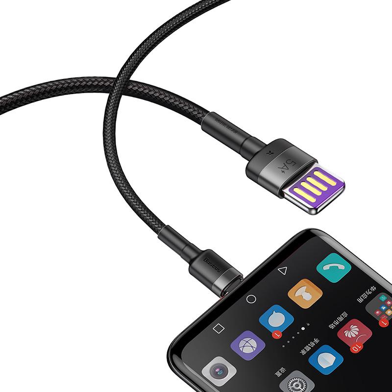 Кабель BASEUS Type-C Cafule HW Quick Charging Data Cable USB Двухсторонний Blind Interpolation 40 Вт 1 м Черный (CATKLF-P91) - фото 5 Кабель BASEUS Type-C Cafule HW Quick Charging Data Cable USB Двухсторонний Blind Interpolation 40 Вт 1 м Черный (CATKLF-P91) - фото 5