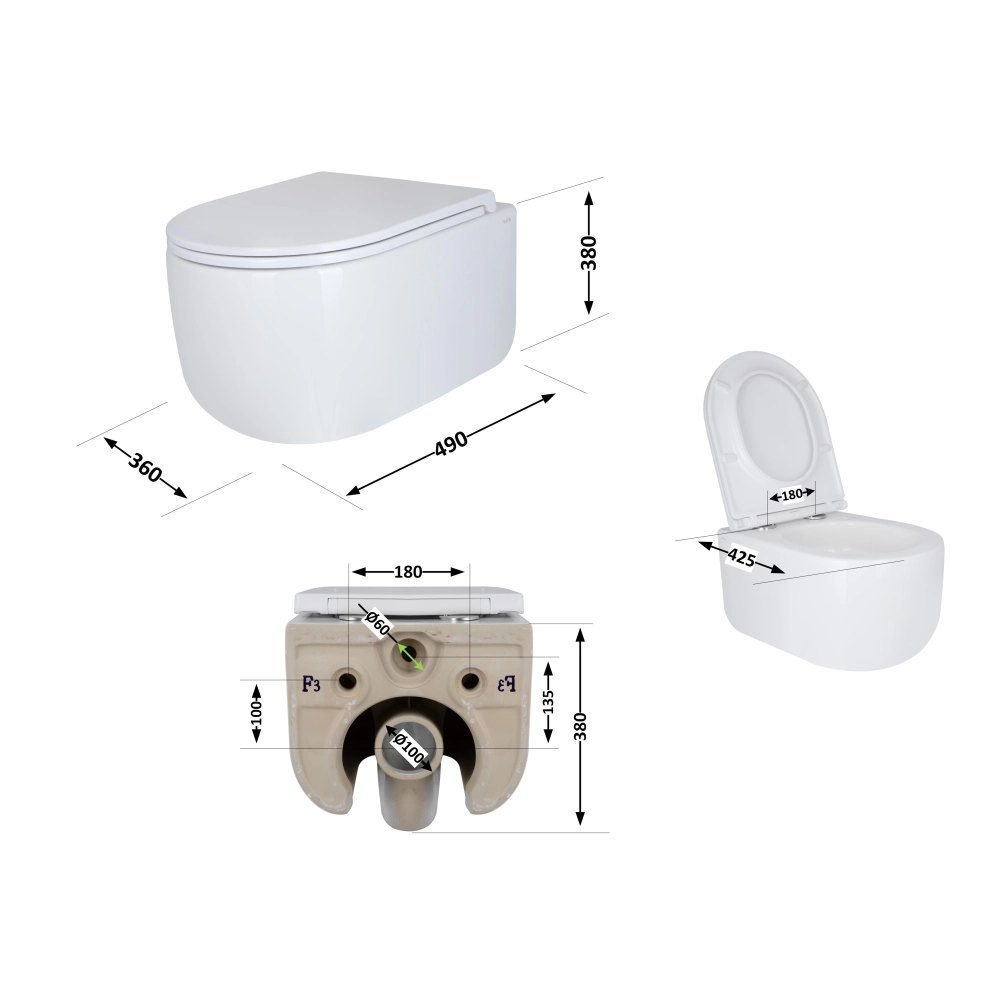 Унитаз подвесной Q-tap Taurus безободковый с сиденьем Soft-close QT2433084EUQW - фото 10