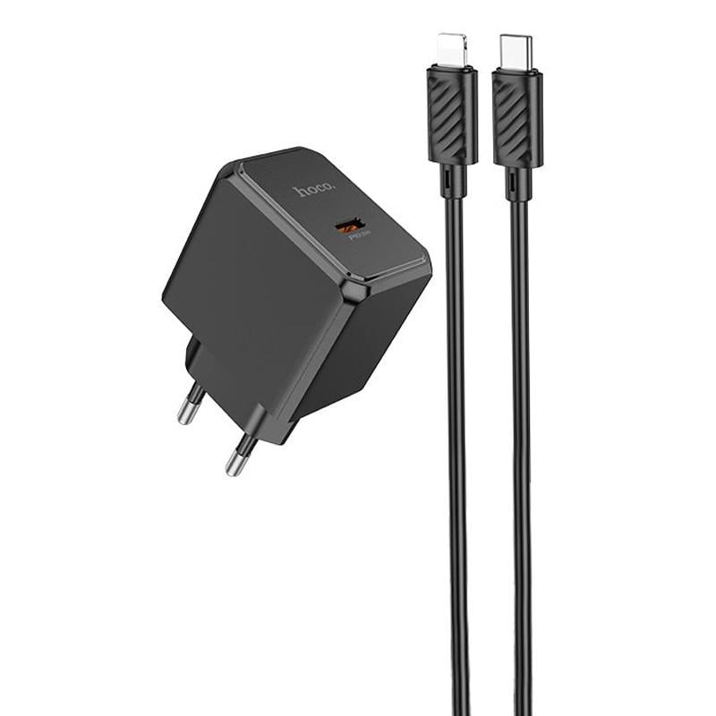 Зарядний пристрій мережевий Hoco CS13A Ocean PD20W 1USB-C/Type-C to Lightning Black (00000075050_1)
