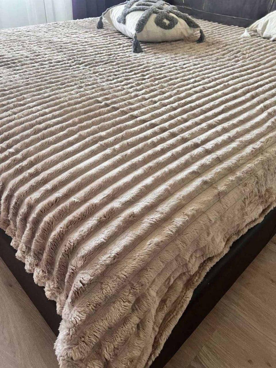 Плед смужка 200х230 см Бежевий (Д-Am-sharp-007-05) - фото 4 Плед смужка 200х230 см Бежевий (Д-Am-sharp-007-05) - фото 4