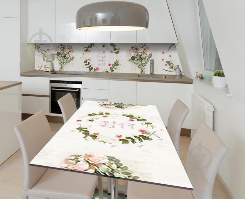 Наклейка 3Д виниловая на стол Zatarga «Свадебные цветы» 600х1200 мм для домов, квартир, столов, кофейн, кафе Наклейка 3Д виниловая на стол Zatarga «Свадебные цветы» 600х1200 мм для домов, квартир, столов, кофейн, кафе