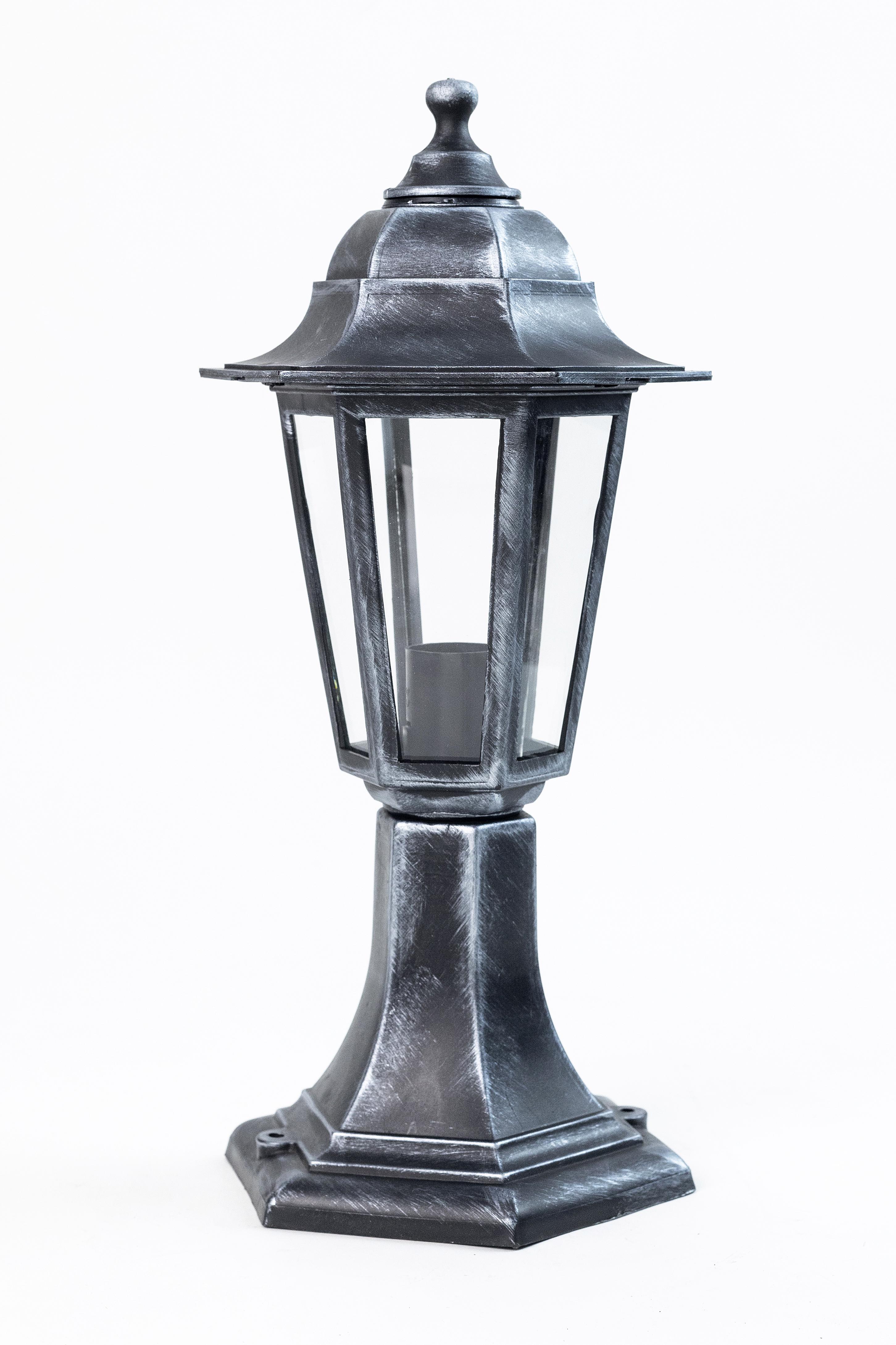 Світильник садово-парковий ТЄП Classic стовпчик з прозорим склом 40,5 см Срібний (7222113)