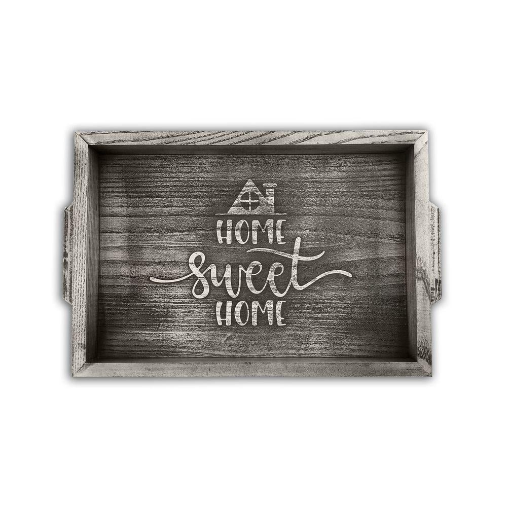 Піднос дерев'яний "Home sweet home" вінтаж 20х30 см Сірий (хрп0008сва)