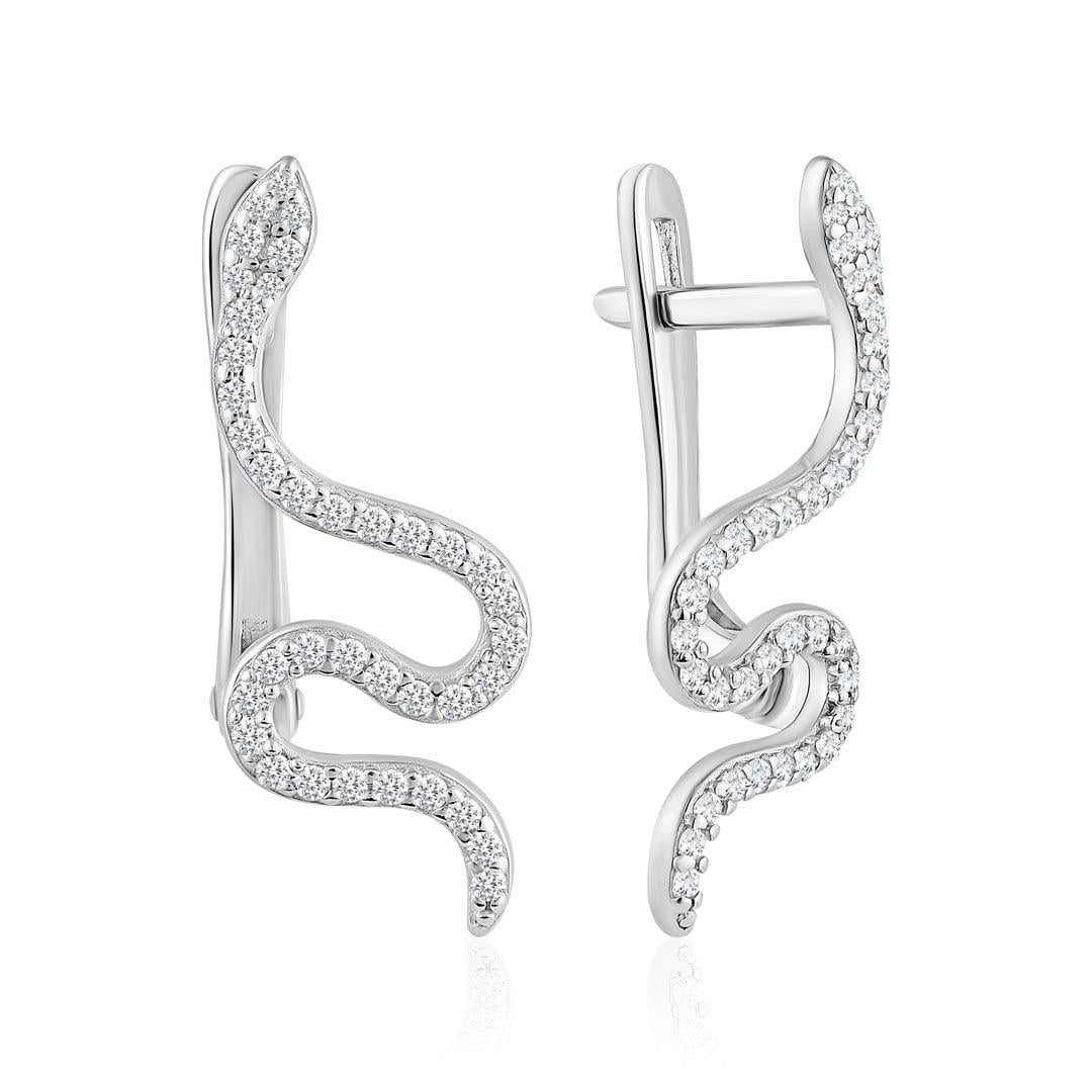 Серьги серебряные Snake Sparkle 925° (20837)