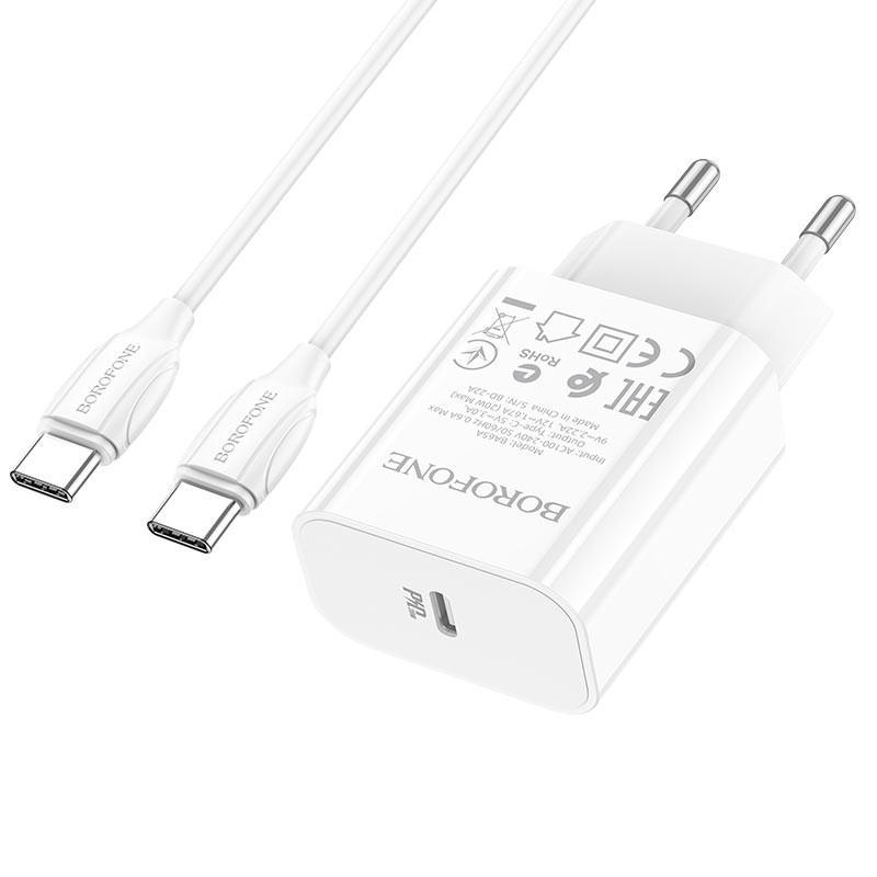 Зарядное устройство сетевое Borofone BA65A Single port PD20W/Type-C/Type-C Белый (00000057018_2) Зарядное устройство сетевое Borofone BA65A Single port PD20W/Type-C/Type-C Белый (00000057018_2)
