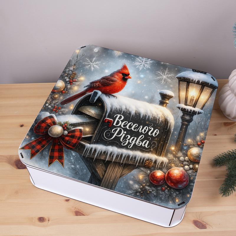 Коробка квадратная новогодняя веселого Рождества 40 см (1483-45)