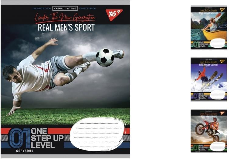 Зошити учнівські у лінійку YES Real sport 18 арк. 25 шт. в уп. (MTT-148314)