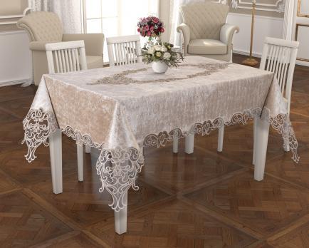 Скатертина велюрова Acme Tekstil PVS Rose 110x160 см Cappucino (CN30930)