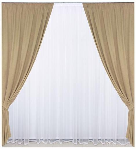 Комплект штор Микровельвет 1,5x2,85 м 2 шт. №29 Песочно-бежевый (2973-01) - фото 1