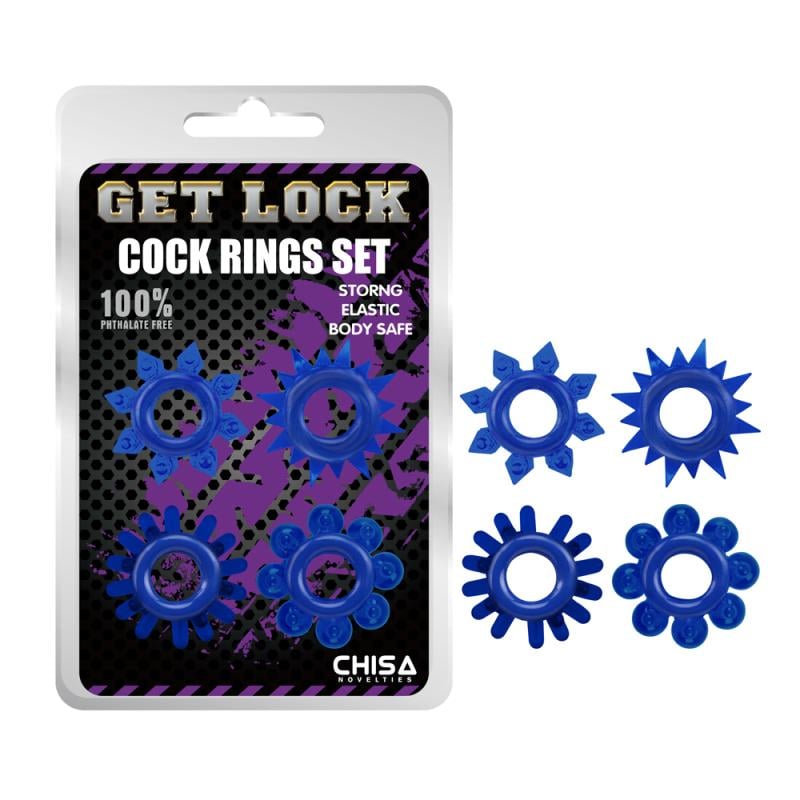 Набор эрекционных колец разной формы Cock Rings Set Синий (1000059596)