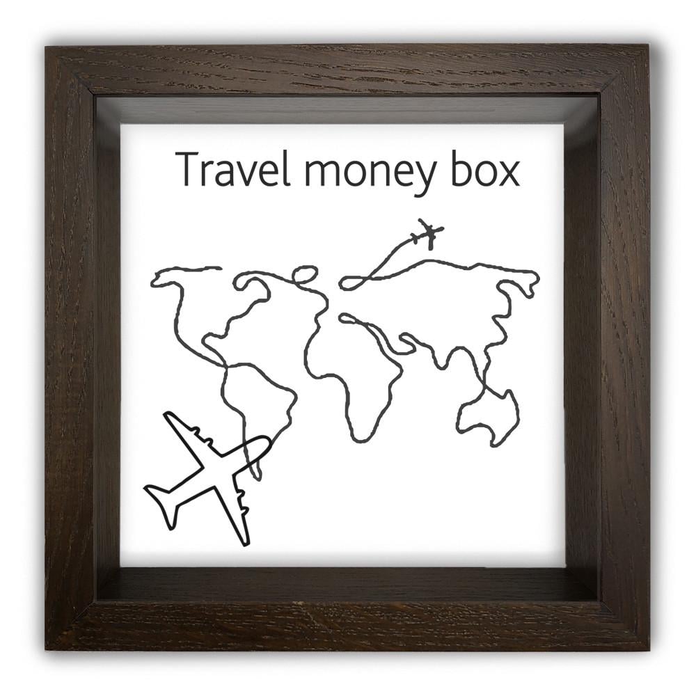 Копилка Travel money box деревянная 20x20x6,5 см Коричневый (хркп0014ка)