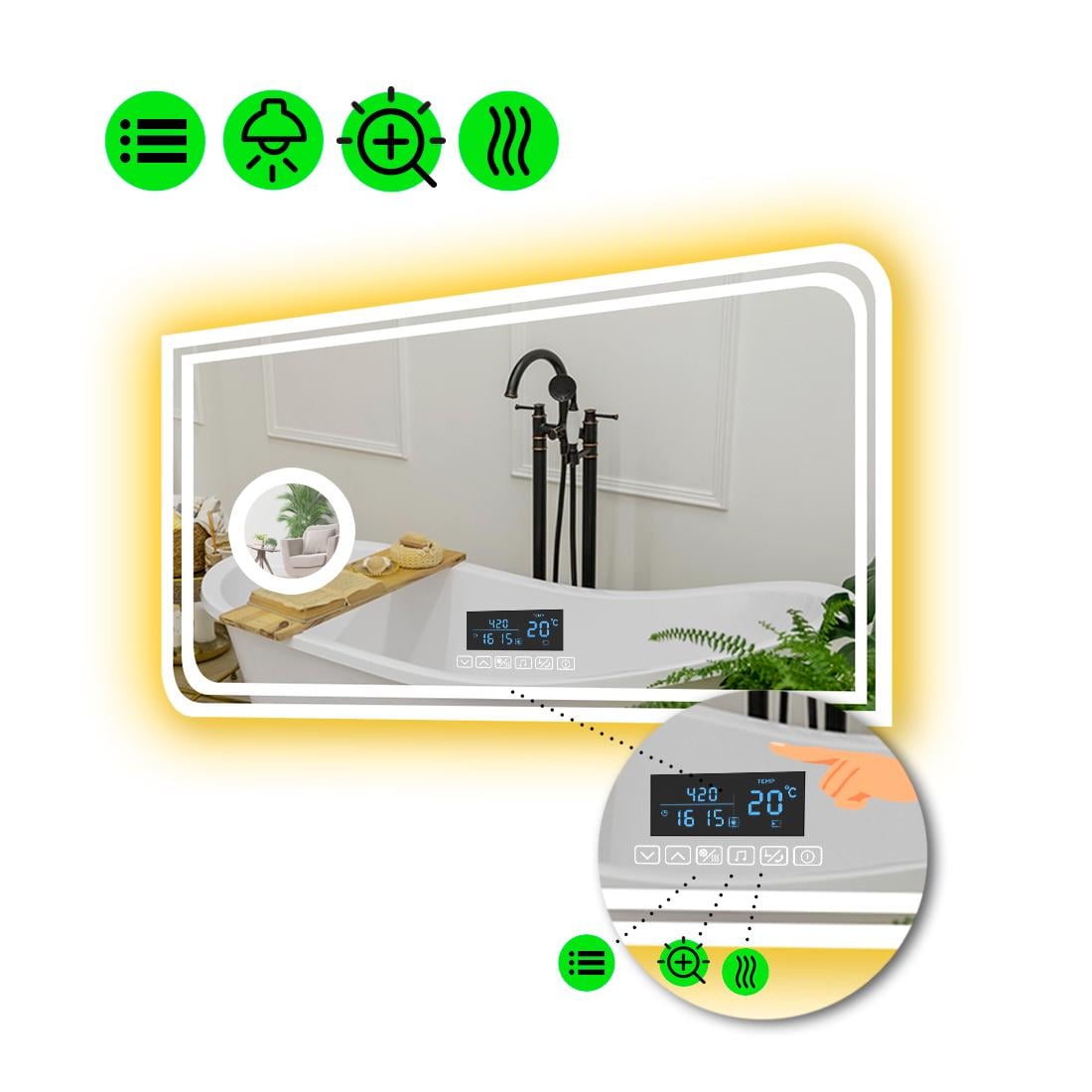 Зеркало с LED подсветкой Federica с Smart-блоком 80x60 см (8994991)