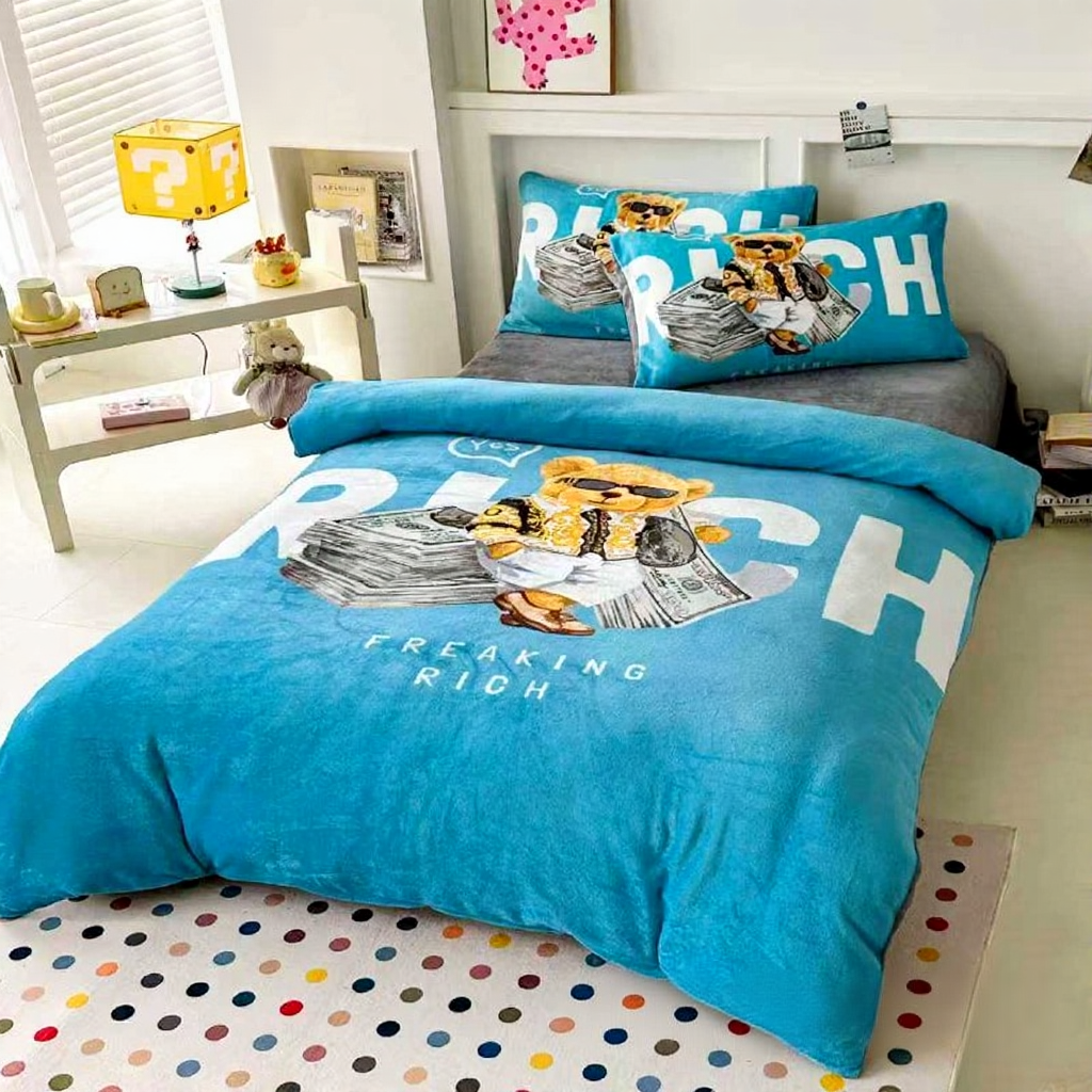 Комплект дитячої постільної білизни велюр полуторний 50x70 см Блакитний