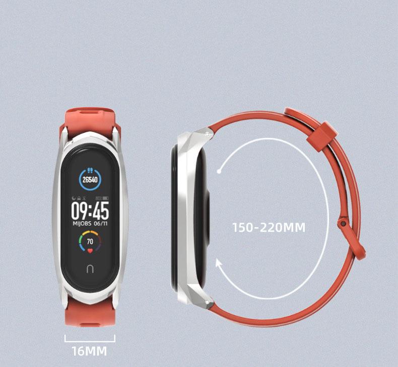 Ремешок для смарт-браслетов MiJobs Plus силиконовый металлический для Xiaomi Mi Band 5/4/3 Бордовый (2365P) - фото 5 Ремешок для смарт-браслетов MiJobs Plus силиконовый металлический для Xiaomi Mi Band 5/4/3 Бордовый (2365P) - фото 5