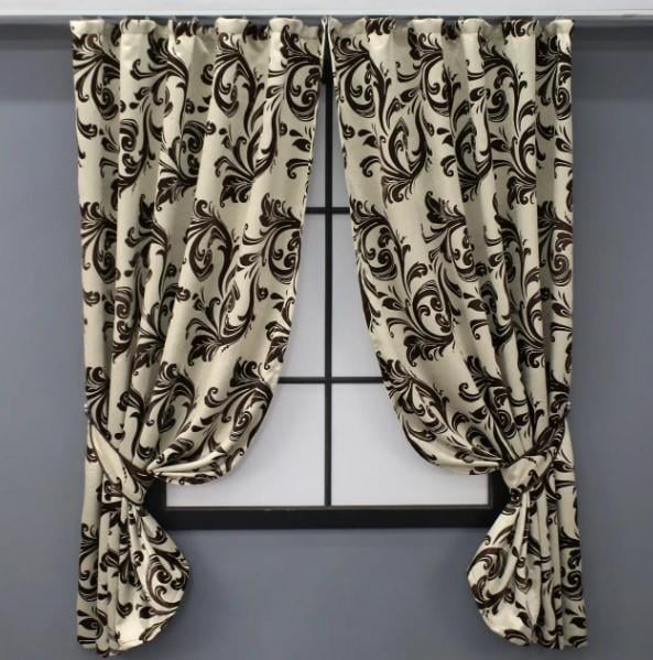Шторы короткие блэкаут 1,3х1,7 м 2 шт. Бежевый/Коричневый (101шБ)