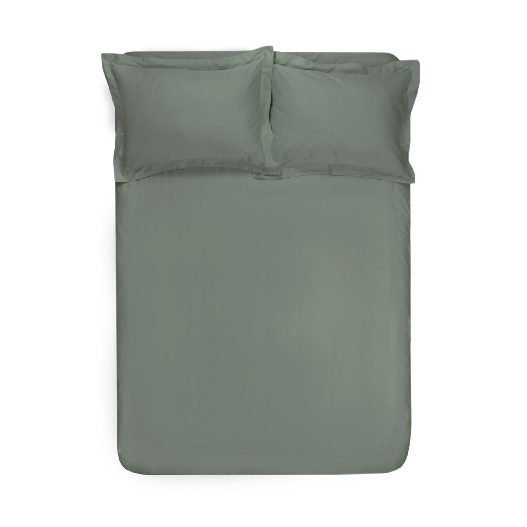 Простынь на резинке с наволочками Lotus Home Basic premium сатин 160х200 см + 50х70 см х 2 шт. Оливковый