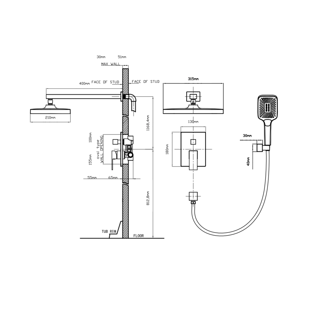 Душевая система скрытого монтажа Q-tap Aqauarius 64103NGB Черный матовый - фото 7