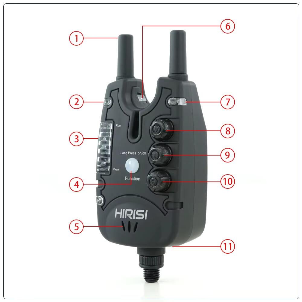 Сигнализатор поклевки для ловли Hirisi со светодиодной подсветкой/регулируемой громкостью/тоном и чувствительностью Black (S8) - фото 4