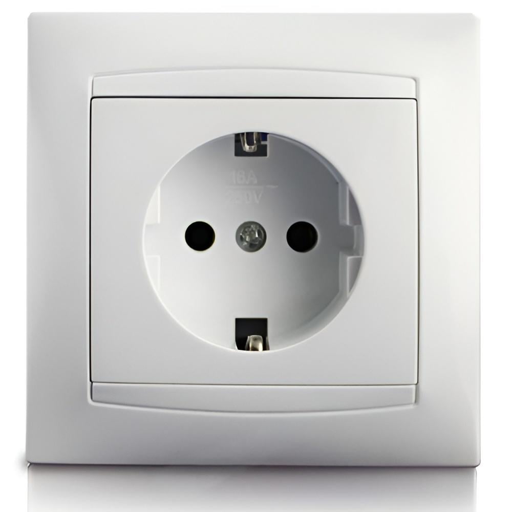 Розетка одинарная Lemanso Сакура керамика с заземлением Белый (LMR1016)