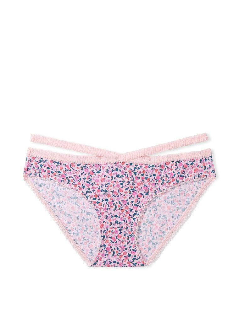 Трусики женские Victoria's Secret Stretch Cotton хлопчатобумажные хипстеры с кружевом L Розовый (2217576940)