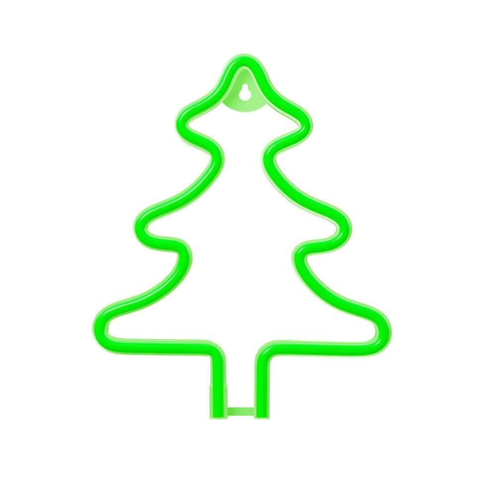 Неоновый светильник настенный Елка на батарейках/USB 19х25 см (2692410848)