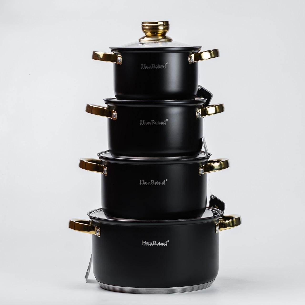 Набор кастрюль Haus Roland из нержавеющей стали 6,1/3,9/2,8/2,1 л Черный (HP33523) - фото 9 Набор кастрюль Haus Roland из нержавеющей стали 6,1/3,9/2,8/2,1 л Черный (HP33523) - фото 9